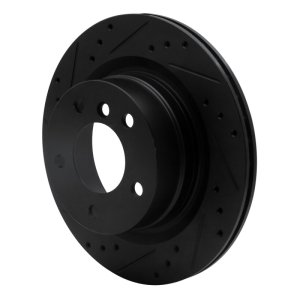 BMW 128I Brake Rotor (1) - Rear Left - R1 Concepts - Drilled & Slotted - Black - `08-`13
